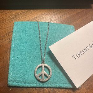 Tiffany & Co. Sterling Silver Peace Sign Necklace 16"